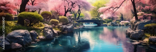 A Tranquil Japanese Garden In Spring  Background Image  Background For Banner  HD