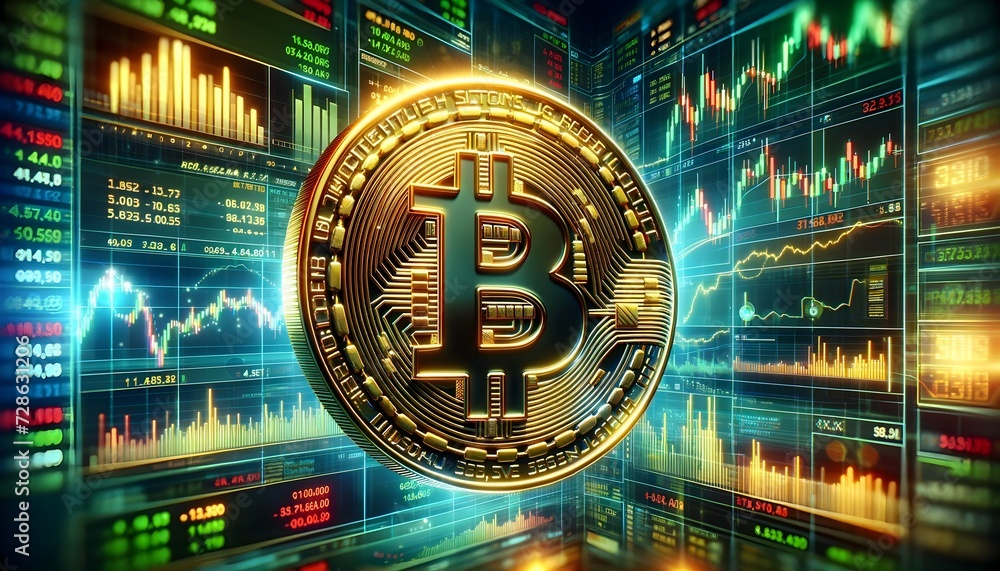 bitcoin on stock exchange trading graph background bitcoin on stock exchange trading graph background