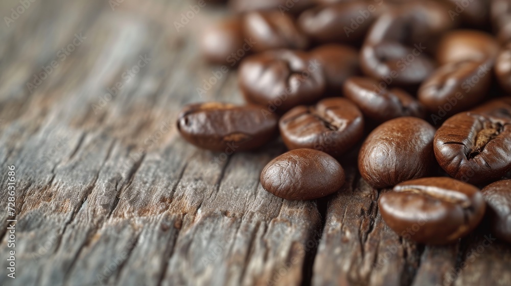 closeup shot of coffee beans on wooden surface closeup shot of coffee beans on wooden surface