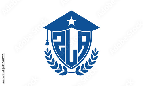 ZLA three letter iconic academic logo design vector template. monogram, abstract, school, college, university, graduation cap symbol logo, shield, model, institute, educational, coaching canter, tech