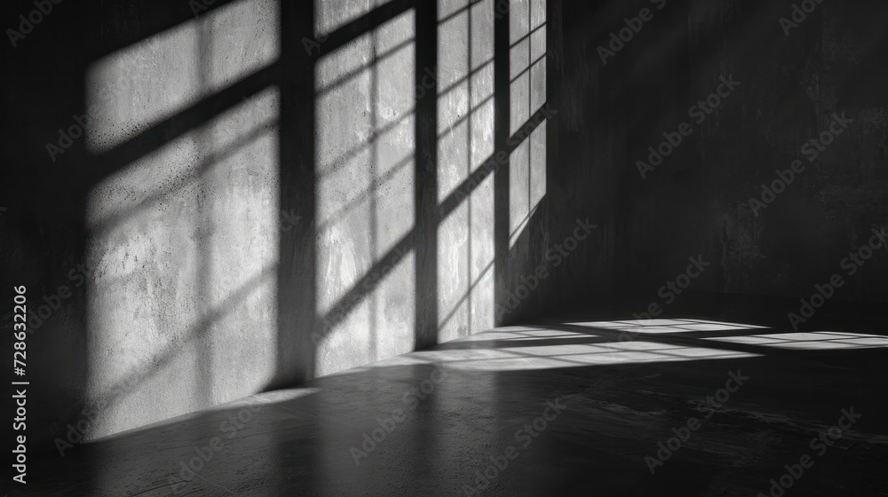 abstract. minimalistic background for product presentation. walls in large empty room greyish white. can full of sunlight. Loft wall or minimalist wall. Shadow, light from windows to plaster wall. abstract. minimalistic background for product presentation. walls in large empty room greyish white. can full of sunlight. Loft wall or minimalist wall. Shadow, light from windows to plaster wall.