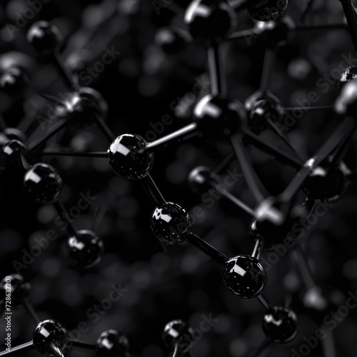 Abstract black molecules background, chemical compounds for pharmacy or medicine theme backdrop