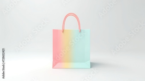 A pastel paper bag. Minimal. On white background. Poster art style.