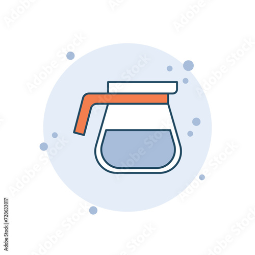 Cartoon coffeepot icon vector illustration. Teapot on bubbles background. Kettle sign concept.