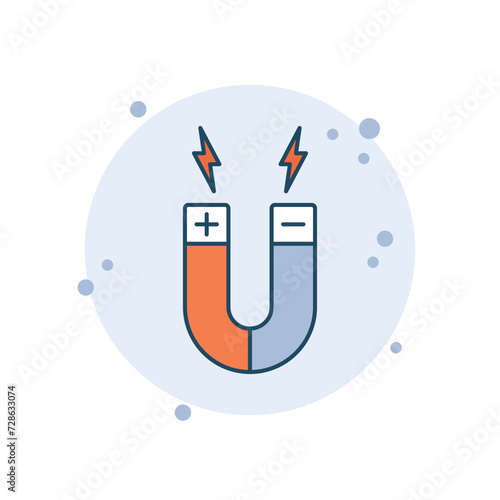 Cartoon horseshoe magnet icon vector illustration. Magnetic on bubbles background. Electromagnetic sign concept.