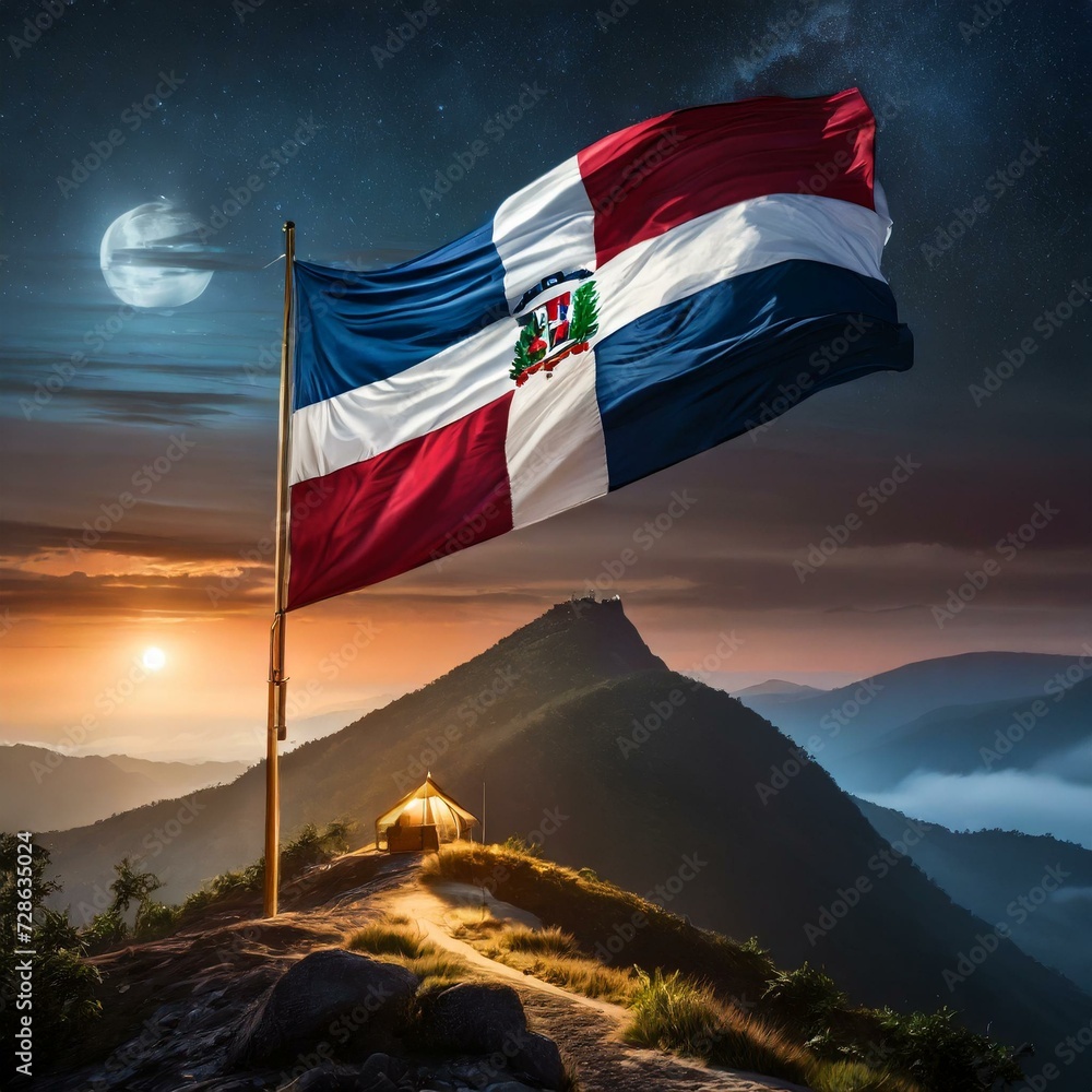 flag dominican republic - obrazy, fototapety, plakaty 