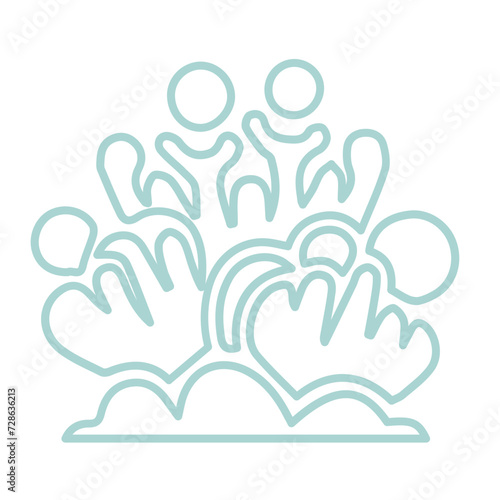 coral sea line icon set 