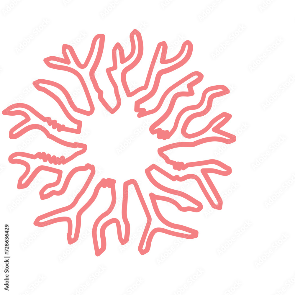 coral sea line icon set coral sea line icon set
