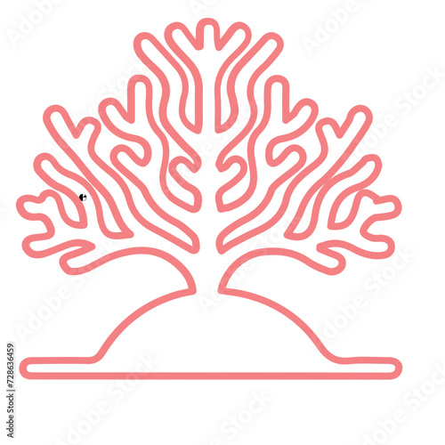 coral sea line icon set 