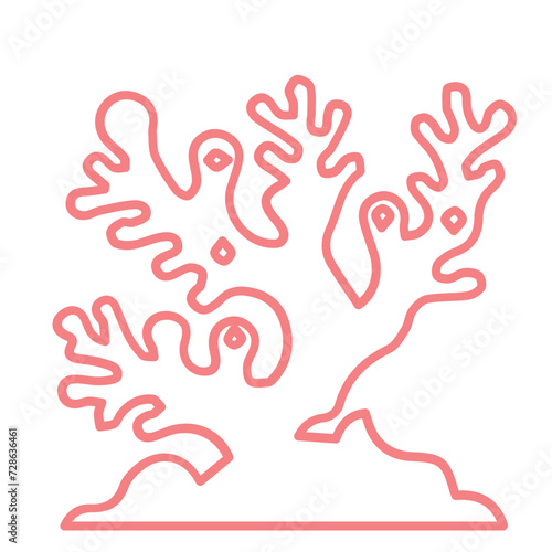 coral sea line icon set 