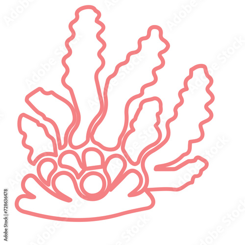 coral sea line icon set 