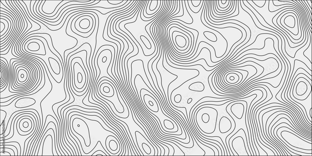 Fototapeta premium Black-white background from Ocean topographic. Geographic mountain relief. Abstract lines background. Line topography map contour background, geographic grid.