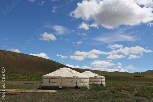 Get camp in the Mongolian steppe