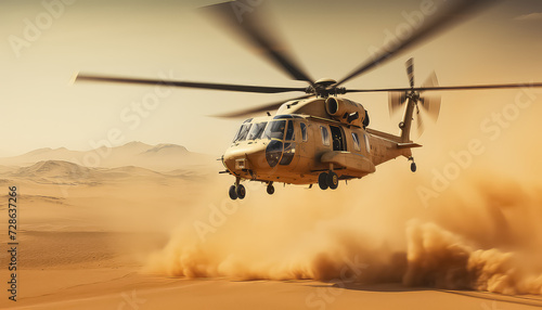 Peacekeepers' helicopter lands in the desert