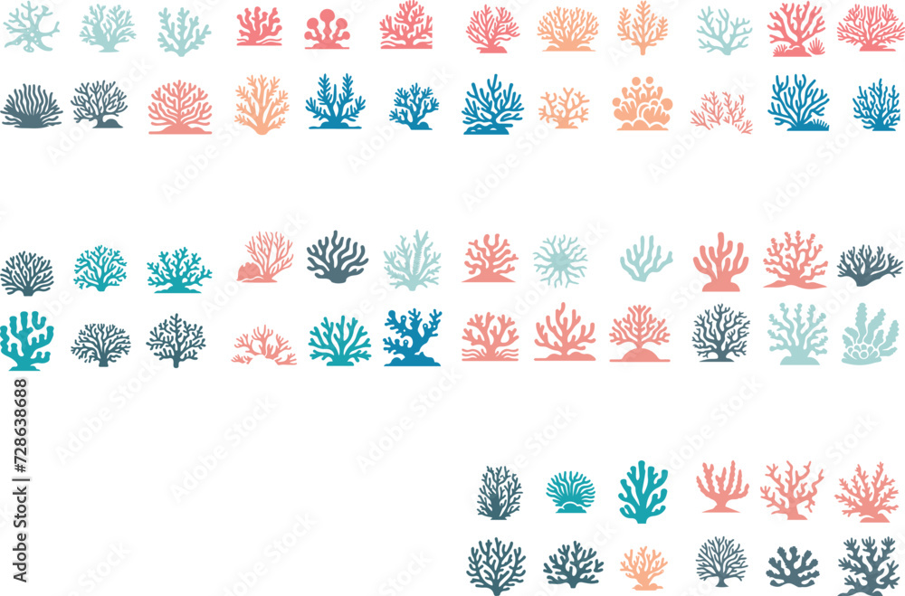 Fototapeta premium bundle coral sea icon set design
