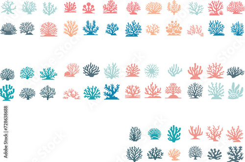 bundle coral sea icon set design