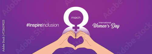 International women's day concept poster. Woman sign illustration background. 2024 women's day campaign theme- #InspireInclusion
