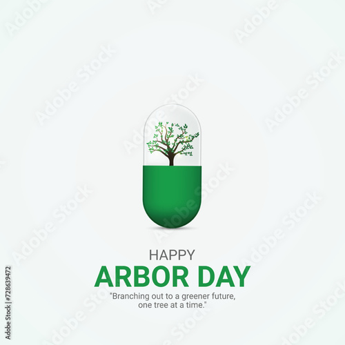 happy arbor day. arbor day creative ads design April 25. social media poster  vector  3D illustration. 