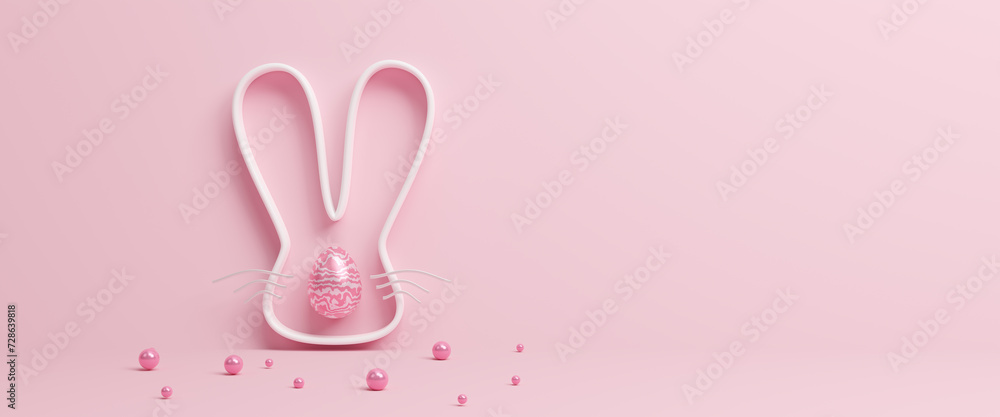 Easter celebration composition for happy easter day concept, Greetings and presents for easter day on background style. Promotion and shopping template for easter.Copy space. 3d rendering illustration