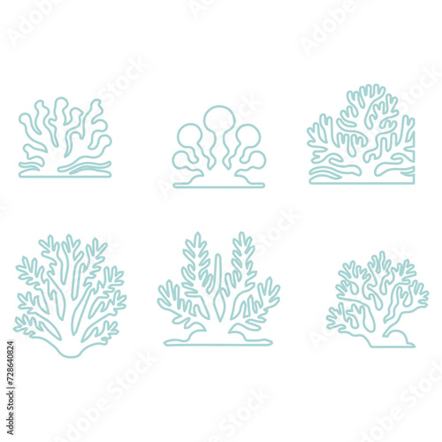 bundle coral sea line icons 