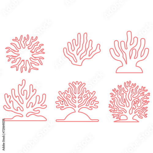 bundle coral sea line icons 