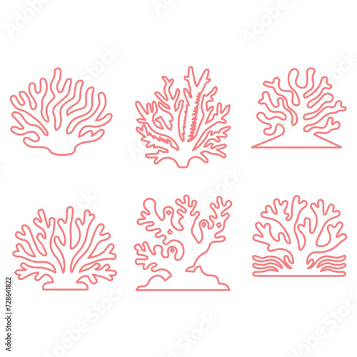 bundle coral sea line icons 