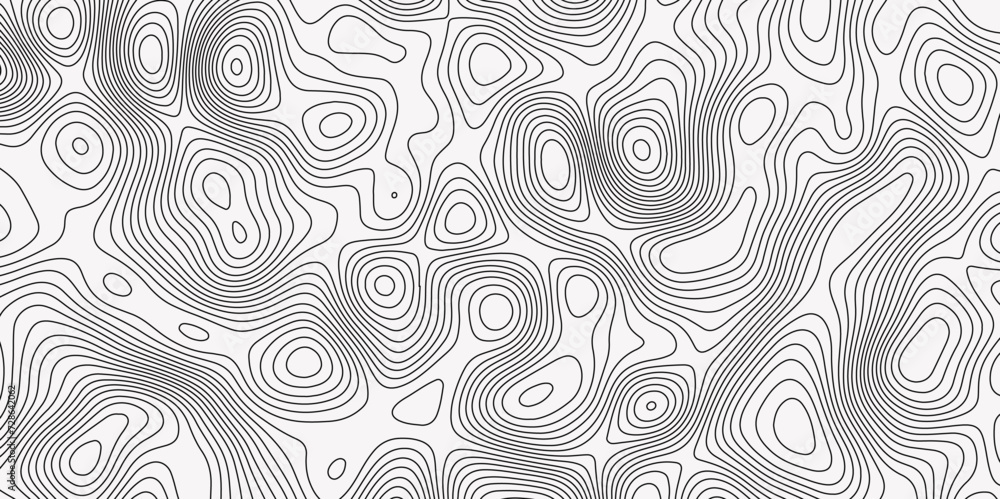 Black-white background from Ocean topographic. Geographic mountain relief. Abstract lines background. Line topography map contour background, geographic grid.