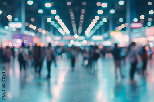 Dynamic Blur: People in Exhibition Hall at Trade Show Expo photo