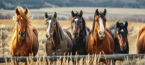 Gorgeous American Quarter horses, located in the dryhead area of Montana near Wyoming's border, Generative AI photo