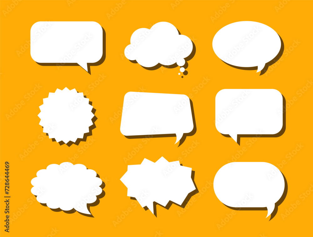 Bubble speech collection. Text box for speak and communication illustration. Cloud balloon dialog chat sticker Bubble speech collection. Text box for speak and communication illustration. Cloud balloon dialog chat sticker