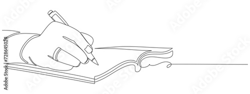 line art hand writing continuous line art drawing hand with pen line art illustration	