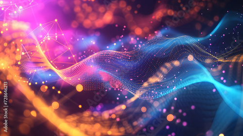 Digital Symphony: Colorful 3D Illustration of Neural Network in Big Data
