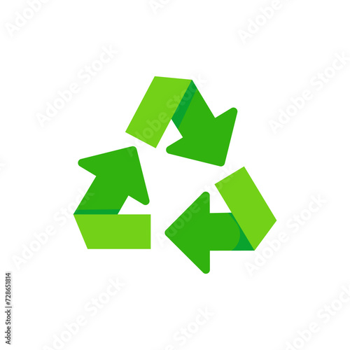 Recycle symbol on white background  green arrows recycle. Earth day or environment conservation concept. Ecological vector illustration.