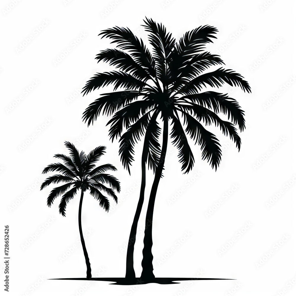 Obraz premium Silhouette of Palm Trees Against White Background