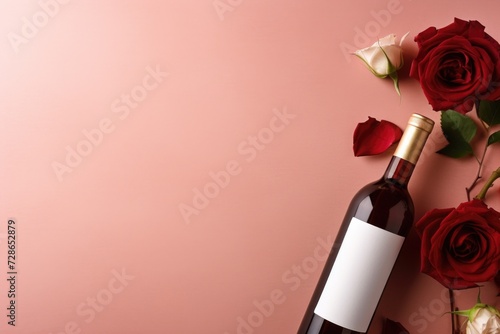 red wine bottle background with space for text
