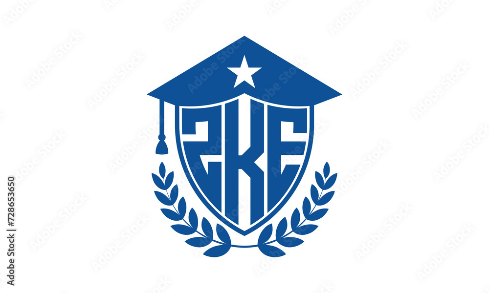 ZKE three letter iconic academic logo design vector template. monogram, abstract, school, college, university, graduation cap symbol logo, shield, model, institute, educational, coaching canter, tech ZKE three letter iconic academic logo design vector template. monogram, abstract, school, college, university, graduation cap symbol logo, shield, model, institute, educational, coaching canter, tech
