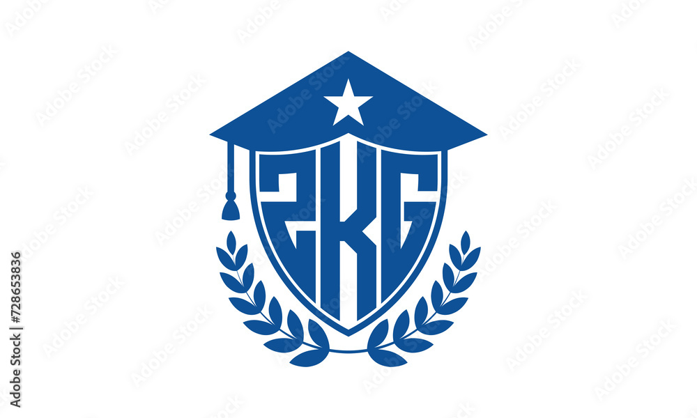ZKG three letter iconic academic logo design vector template. monogram, abstract, school, college, university, graduation cap symbol logo, shield, model, institute, educational, coaching canter, tech ZKG three letter iconic academic logo design vector template. monogram, abstract, school, college, university, graduation cap symbol logo, shield, model, institute, educational, coaching canter, tech