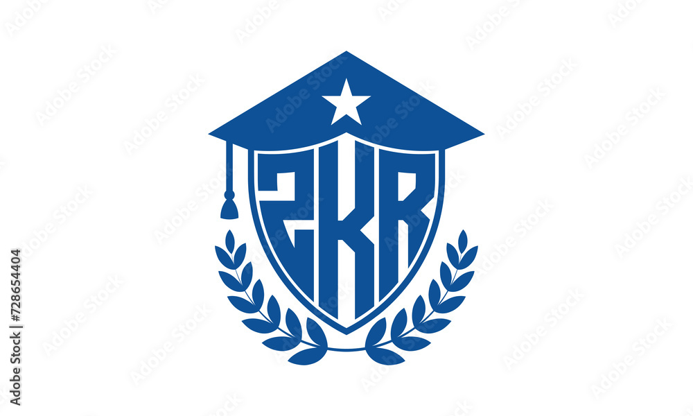 ZKR three letter iconic academic logo design vector template. monogram, abstract, school, college, university, graduation cap symbol logo, shield, model, institute, educational, coaching canter, tech ZKR three letter iconic academic logo design vector template. monogram, abstract, school, college, university, graduation cap symbol logo, shield, model, institute, educational, coaching canter, tech