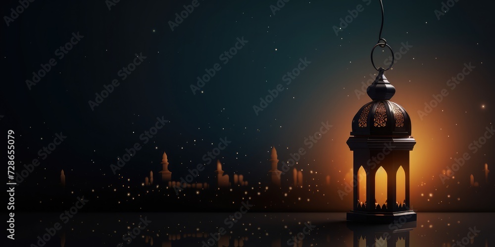 Arabic lantern of ramadan celebration background illustration, banner with copy space Arabic lantern of ramadan celebration background illustration, banner with copy space