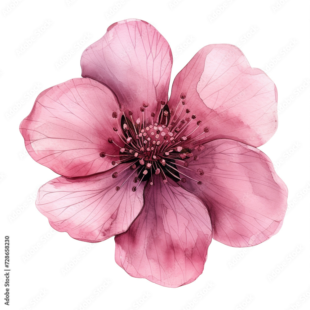 Naklejka premium cute watercolor pink flower isolated