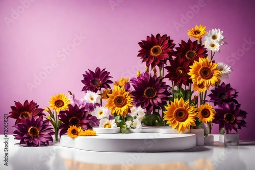 Podium with flowers