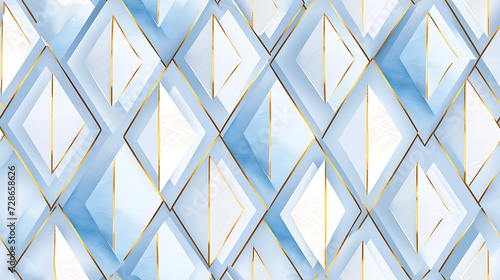 Packaging Pattern Design, diamond Ink Style, Light blue and Gold Lines, - Seamless tile. Endless and repeat print.