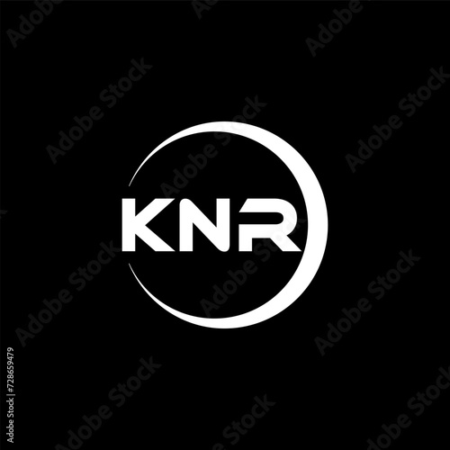 KNR letter logo design with black background in illustrator, cube logo, vector logo, modern alphabet font overlap style. calligraphy designs for logo, Poster, Invitation, etc. photo