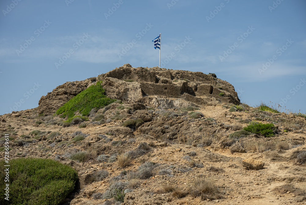 Fototapeta premium Photo of Greece, Zakynthos, Agios Nikolaos church. Saint Nicholas Church in Ano Vasilikos in Zakynthos. St Nicholas Beach in summer.