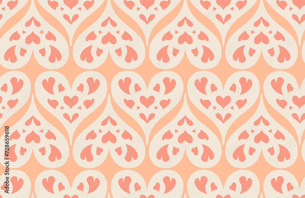 Fototapeta premium Holes in ourt hearts fuzz peach pink geometric romantic wedding