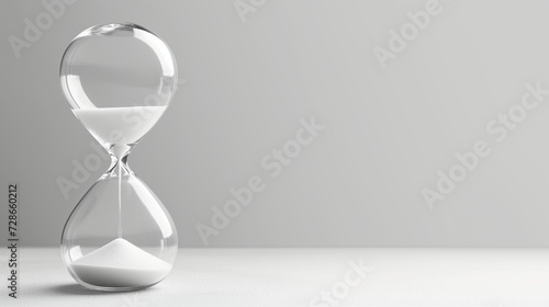 Hourglass on a white background with an empty copy space