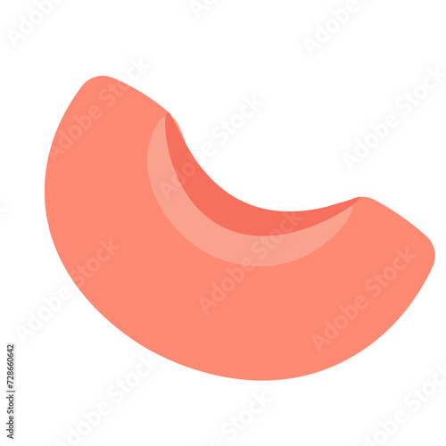 Illustration of a single peach, apricot or nectarine wedge