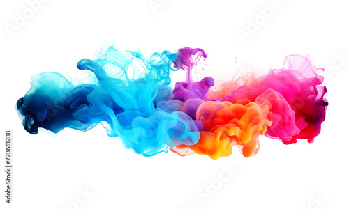 Dynamic flow of vibrant ink colors drops creating colorful smoke effect