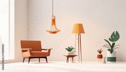 Modern bright interiors apartment Living room mockup 3D rendering illustration © Badr
