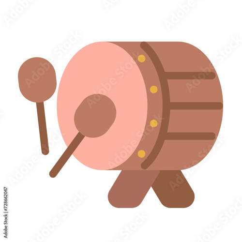 Islamic drum icon with flat color style photo